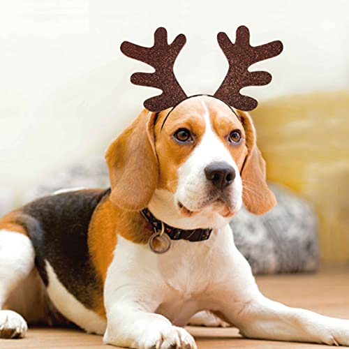 Natal Pet Chifre Rena Natalina Em Eva C/glíter P/Gato Ou Cão Mini (PP)