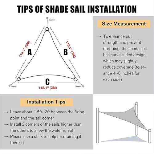 Voile d'ombrage triangulaire imperméable et résistante aux intempéries - 8