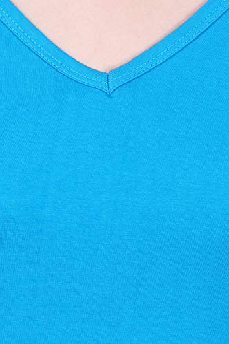 Image of FLEXIMAA Women's Cotton Plain V Neck Half Sleeve T-Shirt
