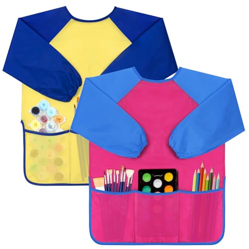 Bassion 2 Pack Kids Art Smocks Toddler Smock...