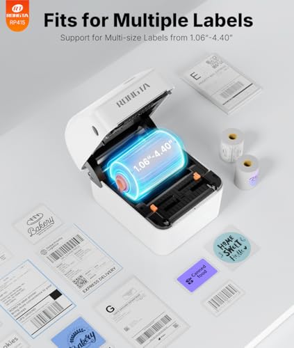 Image of Rongta Bluetooth Thermal Shipping Label Printer with 4x6 Thermal Labels, Fanfold Shipping Label 220 Sheets