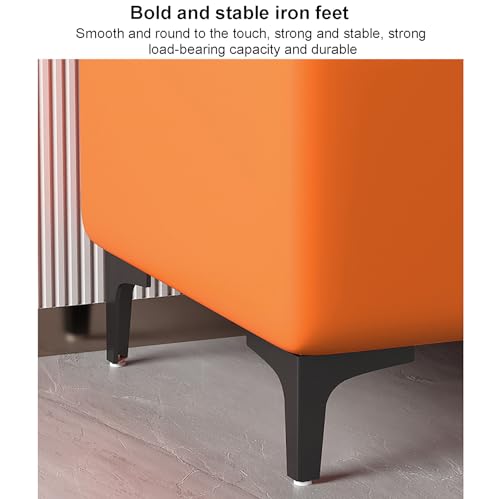 Banc de rangement en cuir gris et bois massif de qualité supérieure - 7