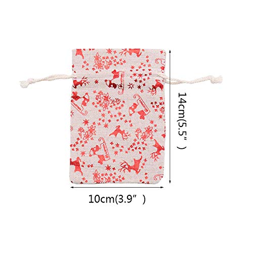 Aober 5 stks Doek Zakken Kerst Linnen Jute Trekkoord Geschenken Snoep Zakken voor Bruiloft Festival Feest Snoep… - Afbeelding 6