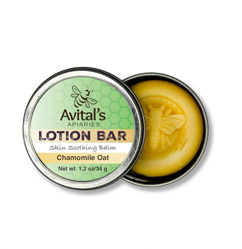 Avitals Apiaries Chamomile Oat Lotion Bar for Sensitive Skin Beeswax Balm with Oat Oil & Chamomile Extract Natural Moisturizer for Dry Itchy Skin & Eczema Relief Support Light Scent