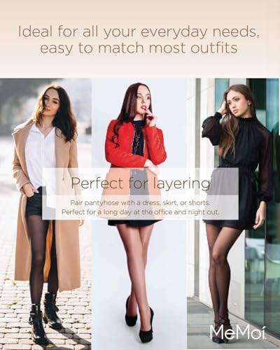 Image of MeMoi Energizing Sheer Pantyhose, Lightweight Nylons for Women, Control Top Pantyhose - Nude Q2