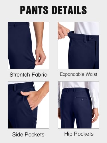 Image of WOMS Men's 3 Piece Suit Slim Fit,Mens Wedding Suit Groom Prom Tuxedo