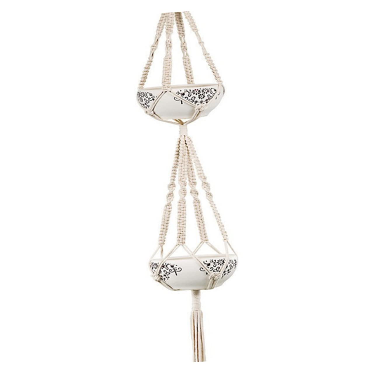 INOOMP 2 Eleganti Ganci Per Piante in Cotone Macramè Decorazione Da Parete Per La Casa Per Esterni Ganci Per Soffitti E Vasi.