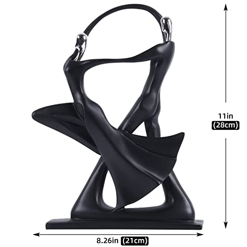 Creative Fashion Dance Couple Statues Modern Abstract Art Golfer Decorative Small Statue Home Hotel Decorative Sculpture Wedding Gifts (Handshake - Black Silver) #TOP3