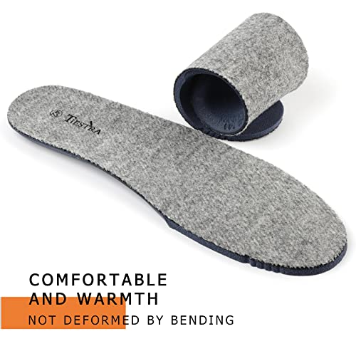 Image of TIESTRA Merino Wool Insoles for Men Fur Fleece Shoes Inserts Memory Foam Cushion Comfort Warm Sheepskin Insoles for Winter Snow Boots Slippers Grey 43EU,US10