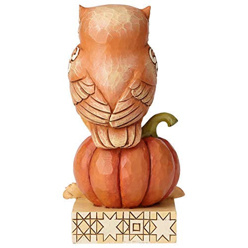 Enesco Jim Shore Heartwood Creek Harvest Owl on Pumpkin Figurine, 6.1"