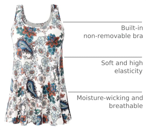 Image of Air Curvey Tank Tops for Women Build in Bra Casual Flowy Tank Pleated Loose Fit S-XXXXL