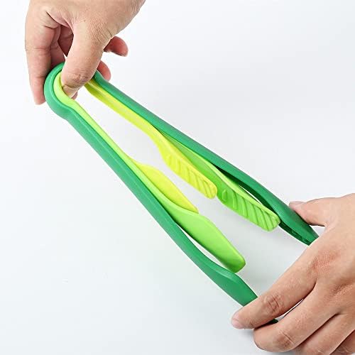 H-Lyu 3 Pieces Kitchen Tongs Multifunctional Cooking Tongs Plastic Kitchen Tongs for Cooking Oven Baking Salad Steak Vegetable Ice(Green),C-21051102