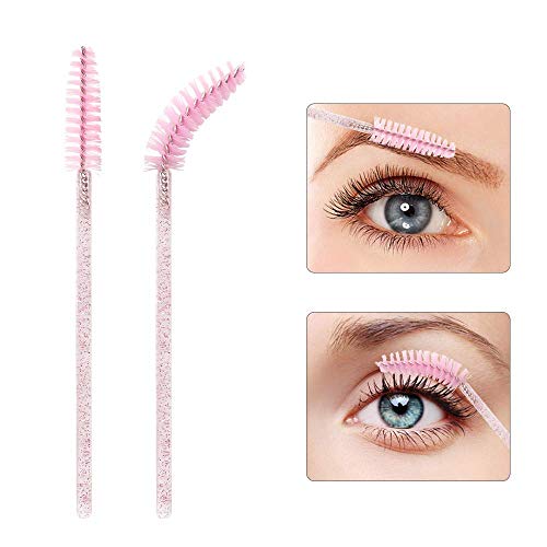 Foto von Rofitbest Einweg-Kristall-Augenpinsel, Pinsel Mascara Zauberstäbe, Wimpernmascara-Bürsten, Augenwimpern-Applikator-Pinsel (50 PCS, Rosa)
