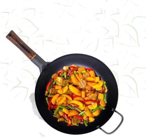 Wok con mango de madera - fondo redondo 34cm miniatura 3