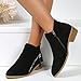 LJCFSDL Women's Faux Suede Booties Fashion Pointed Toe Wide Width Shoes Side Zipper Chunky Low Heel Short Boots Womens Casual Ankle Boots