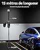 bokman Chargeur Voiture Electrique, (16A, 3.68kW, 15m) Type 2 EVSE Portable Recharge Voiture Electrique Compatible avec Model 3, Model Y, EX30, XC60, Q4, MG4, 208EV et PHEVs