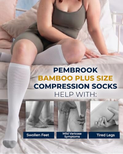 Image of Pembrook 3 Pairs Plus Size Compression Socks Wide Calf - Bamboo Viscose Compression Socks for Women Wide Calf