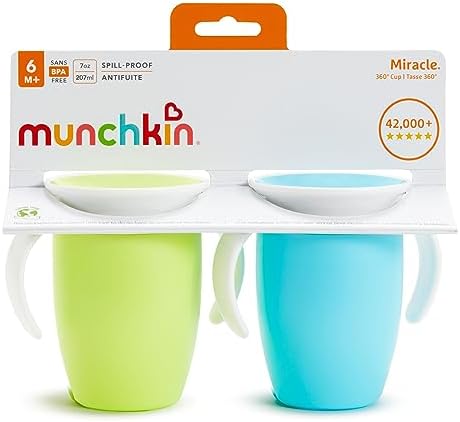 Munchkin Miracle 360˚ Trainer Cup, 7oz, 2Pk, Blue/Green, Blue, Green, 7 Ounce — view 6