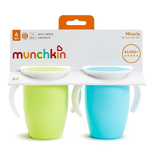 Munchkin Miracle 360˚ Trainer Cup, 7oz, 2Pk, Blue/Green, Blue, Green, 7 Ounce by Munchkin - Image 7