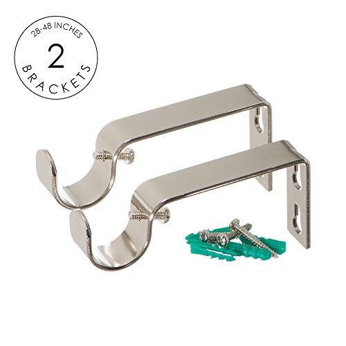 Ivilon Drapery Window Curtain Rod - End Cap Style Design 1 Inch Pole. 28 to 48 Inch Color Brushed Nickel