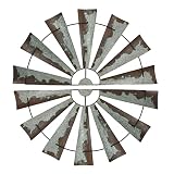 Zeckos Pair of 48 Inch Galvanized Metal Half-Windmill Wall Sculptures Large Rustic Home Decor Countr