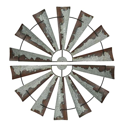 Zeckos Pair Of 48 Inch Galvanized Metal Half-Windmill Wall Sculptures Large Rustic Home Decor Country Farmhouse Art Decorations #TOP24