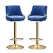 WYT-fan Regulowane stołki barowe, krzesła barowe stołek barowy z oparciem i podnóżkiem, stołki śniadaniowe do jadalni na wyspę kuchenną, stołki barowe, aksamitne siedzisko + złote metalowe nogi, niebieskie
