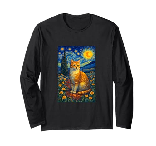 Cool Happy Cat in the Starry Night Painting Concept Art ����T�V���c
