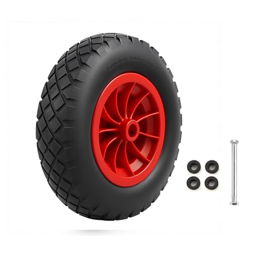 Winhub 14 Zoll PU Schubkarrenrad 3.50-8 mit Achse | Pannensicheres Vollrad aus Vollgummi | Robustes Ersatzrad für Schubkarre, Gartentrolley, Sackkarre & Anhänger | Wartungsfrei & Langlebig, Stahlfelge