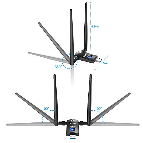 Aigital 1200Mbps WiFi Adapter Wireless Network Card Dual Band 5GHz/2.4GHz with High Gain 2 X 5dBi Antennas USB 3.0 WLAN Dongle for Desktop Laptop, Support Windows 10/8/7/XP/Vista/Mac OS X - Thumbnail 2