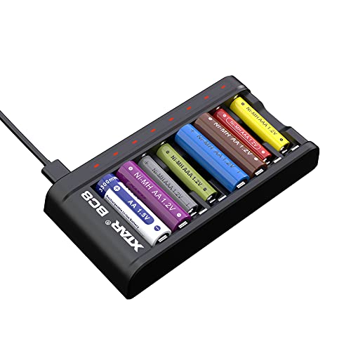 XTAR BC8 Chargeur de Batterie Rechargeable 1,5 V Type C pour Batteries Rechargeables Li-ION 1,5 V et Ni-MH 1,2 V AA/AAA (Chargeur BC8)