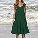 Army Lime Green Sleeveless for Women Summer Fall Crew Neck Spandex Midi Knee Length Loose Fit Brunch Basic Dresses Womens 2025 Clothing Fashion Country Concert M