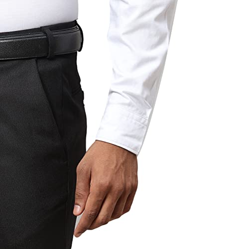 Image of Park Avenue Men's Poly Wool Blend Structure Pattern Super Slim Fit Flat Front Formal Trouser