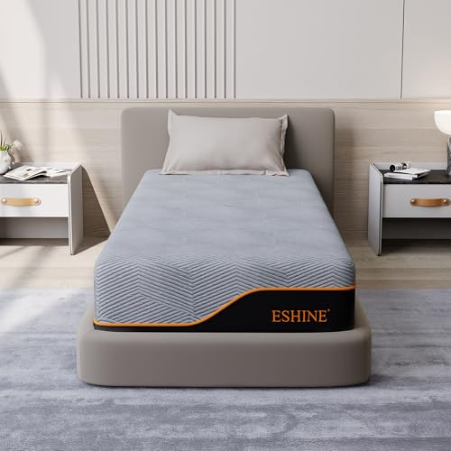 ESHINE Twin XL Mattress 14 Inch, US-Made Cooling Gel Memory Foam, Green Tea Infused for Pressure Relief & Back Pain, CertiPUR-US Certified, Bed in a Box for Space Saving Rooms, Dark Grey