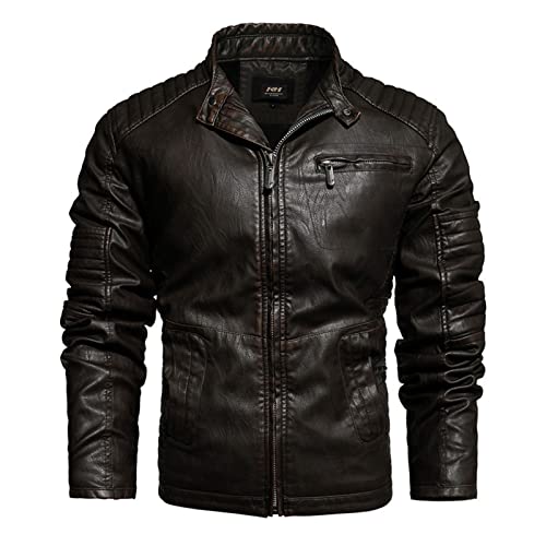 Jaqueta De Couro Espessada Para Homens, Casaco De Couro Casual De Outono Inverno Roupa Exterior, Mai