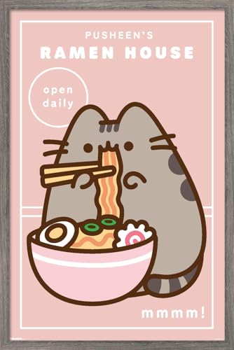Trends International Pusheen: Bento Box - Ramen House Wall Poster, 22.4L x 14.7W, Barnwood Framed Version