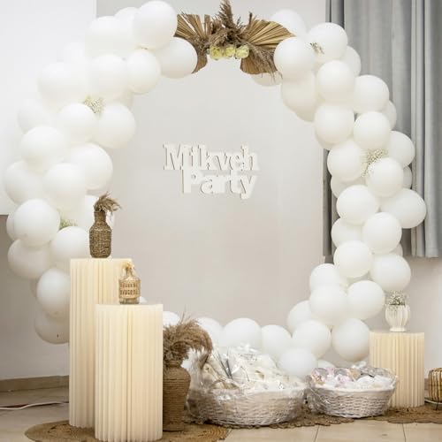 Image of White Balloons Latex Birthday Decorations 100 Pack 12 inch Round Ballons for White Themed Engagement Bachelorette Bridal Shower Wedding Graduation Party 4th of July Decorations Independence Day