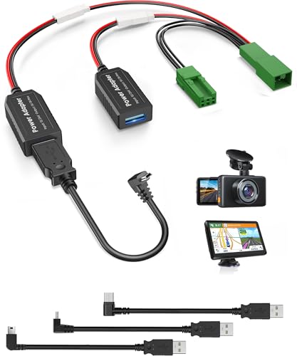 Dash Cam Power Adapter(3-pin Type E),Fit Volvo XC60/XC70/XC40/XC90/C40/S90/S60/V60/V90,Polestar2 etc,Built-in Hide Power Adapter Charging Cable for Garmin Nuvi GPS Dashcam Mirror Camera