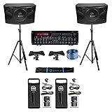 Rockville Karaoke Machine System w/ Pair 12' Speakers+Bluetooth Mixer Amp+Mics + Rockville R14GSBR100 Red/Blk 14 Gauge 100' Ft. Mini Spool Car Audio Speaker Wire