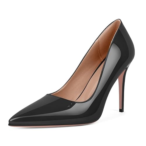 Women's Stiletto High Heels Pumps for Women-4IN Pointed Toe Classic Pumps for Dress Party Wedding Evening Date Night Sexy Slip-On Shoes Jet Black US11 by Richealnana