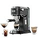 DeLonghi Dedica Style Black EC685 Barista Coffee Machine with Pump, 2 Espressos and Iced Coffee, Stainless Steel, Milk Frother Steam Wand for Cappuccino, Latte Macchiato & Cold Coffee