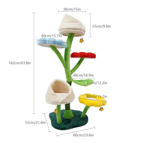 Árbol para gatos grande multi-nivel de 63.8 pulgadas miniatura 3