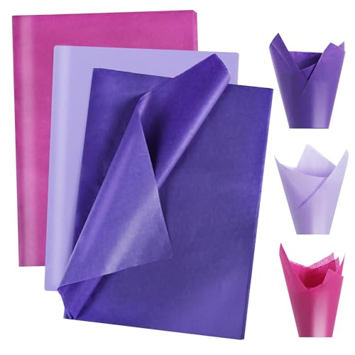 Image of BEISHIDA 90 Sheets Purple Series Tissue Paper Bulk, Wrapping Tissue Paper for Gift Bags, 14 x 20 Inch Gift Wrap for Halloween Birthday Wedding DIY Crafts Decor Holiday Flowers