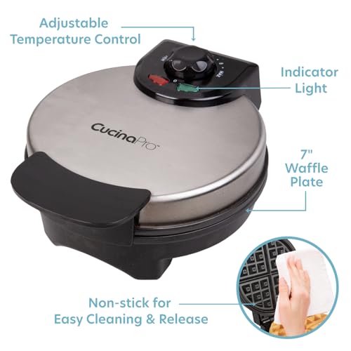 Cucinapro 1474 Waffle Maker By Cucina Pro - Griddle Makes 7 Inch Thin, American Style Waffles For Breakfast - Non-Stick Waffler Iron thumb #1