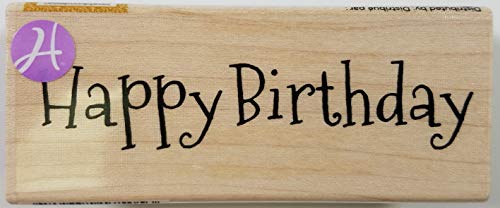 Hampton Art Happy Birthday Wooden Rubber Stamp - Red