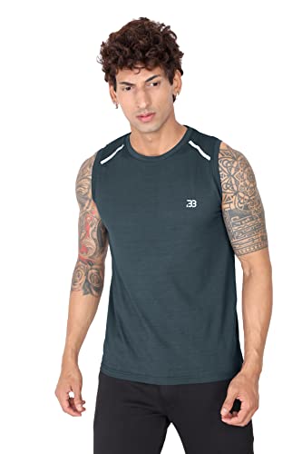 Image of Big Button Mens Dry Fit Stretchable Cut Sleeves Sports Tshirt Tank Top