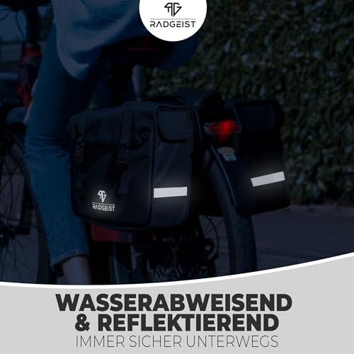 RADGEIST Doppeltasche für Gepäckträger I Fahrradtasche doppelt I Gepäckträgertasche Doppeltasche für Fahrrad 30L