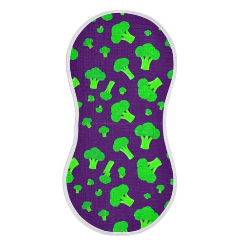 MCHIVER Broccoli Vegetable Purple Baby Burp Cloths Cotton Washcloths Soft Absorbent Burping Rags for Baby Girls Boy Newborn Towel 1 Pack