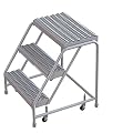 Tri-Arc WLAR003245 3-Step All-Welded Aluminum Rolling Industrial & Warehouse Ladder with Grip Strut Tread, 24-Inch Wide Steps