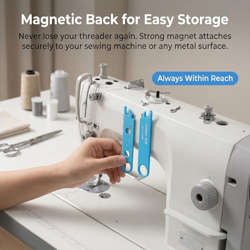 Quick Threading Device for Sewing Machines with Alignment Guide, Magnetic Back & Built-in Ruler – Multi-Function Needle Threader Tool - Thumbnail 5